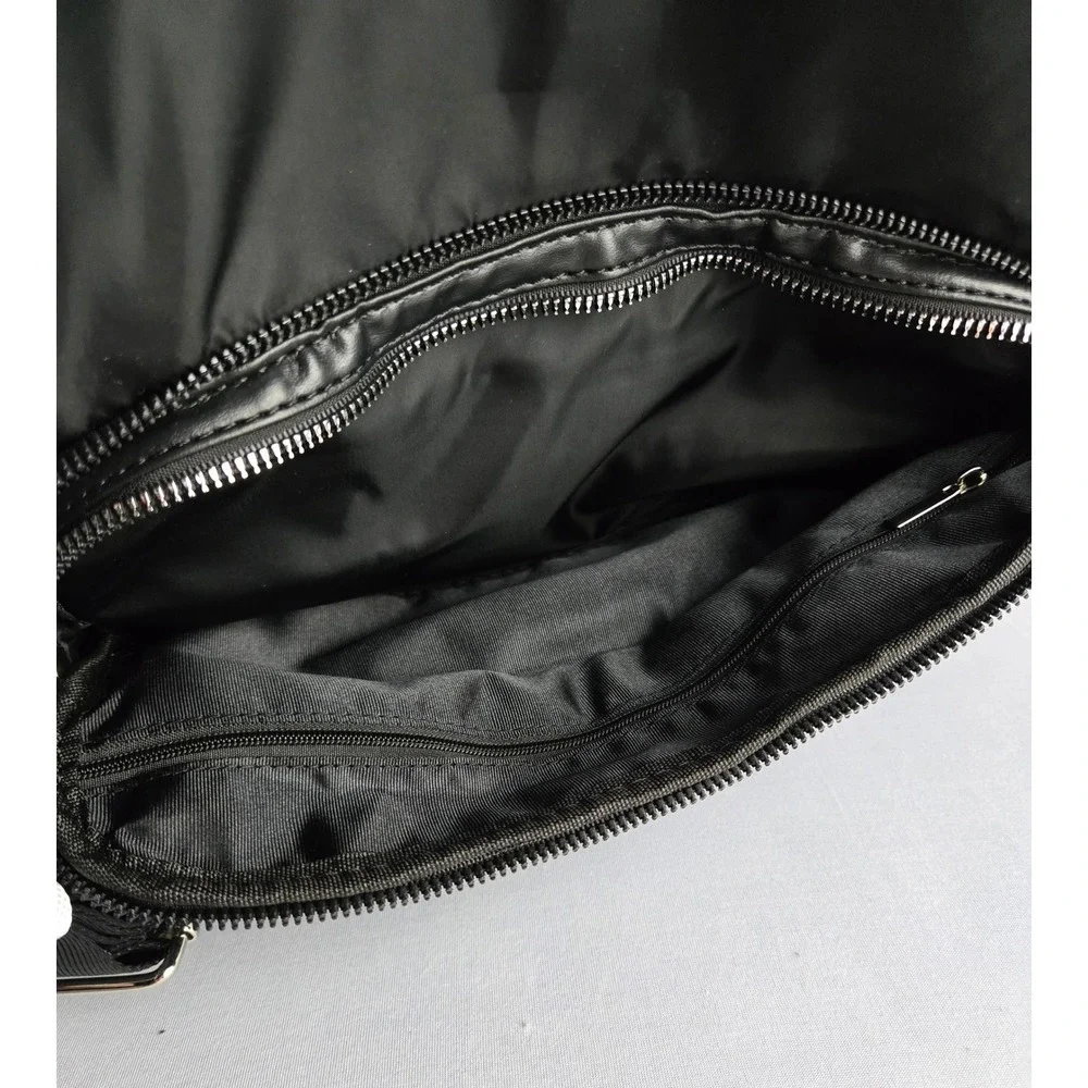Heart Love Black Nylon Backpack Travel Bag with Trolley Sleeve and Multi Pockets